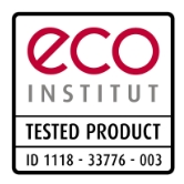 Seal of quality of the eco-INSTITUT for products that contain particularly low levels of harmful substances.