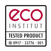 Seal of quality of the eco-INSTITUT for products that contain particularly low levels of harmful substances.