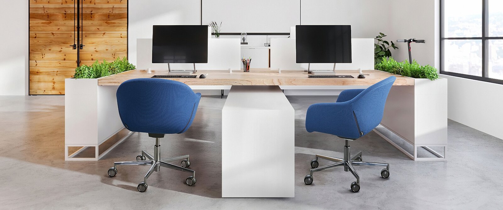 Perfect for touchdown workstations in an office thanks to active seat tilt.