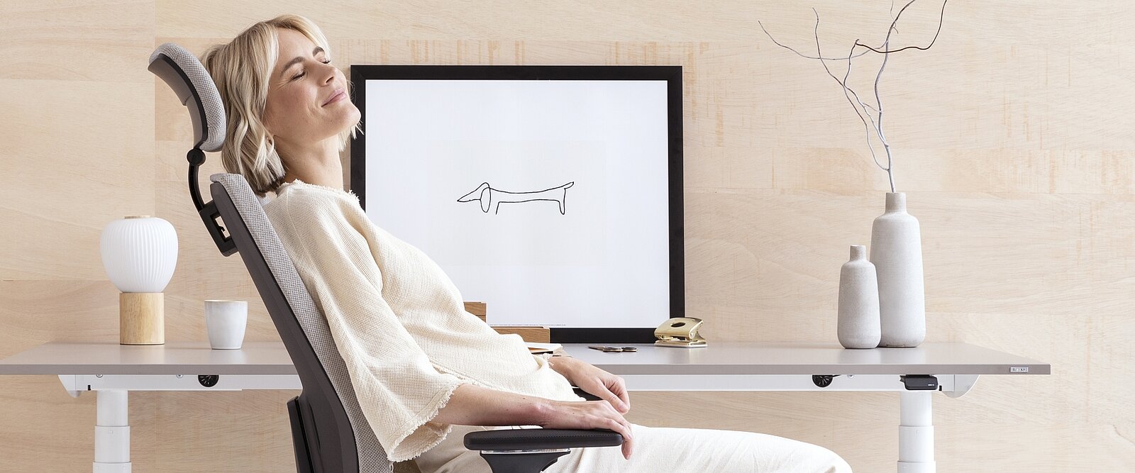 Relaxed in the home office.